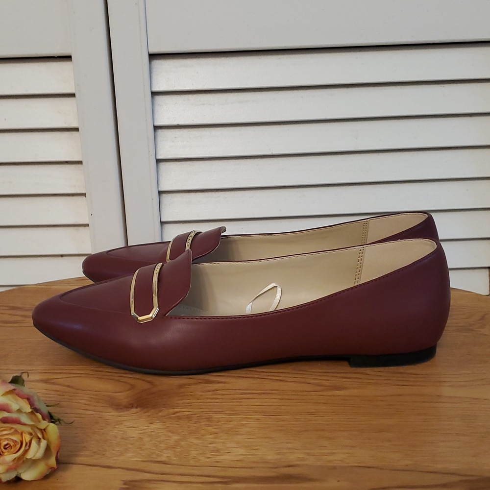 Jones New York "Sonia" Faux Leather Burgundy Penny Loafers, Size 10 M - Picture 6 of 10